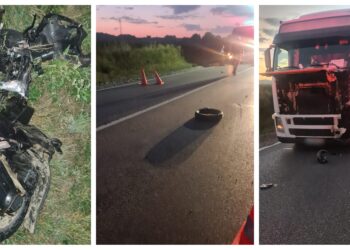 FOTO Doi bărbați din Dărmănești și-au găsit sfârșitul pe o motocicletă, la primele ore ale dimineții. Aceștia au pătruns pe contrasens și s-au izbit frontal într-un camion condus de un ucrainean