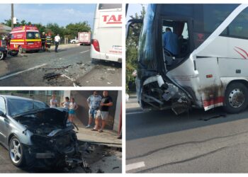 FOTO Accident rutier pe raza localității Salcea. Au fost implicate un autoturism cu numere de Austria și un autocar cu 20 de persoane