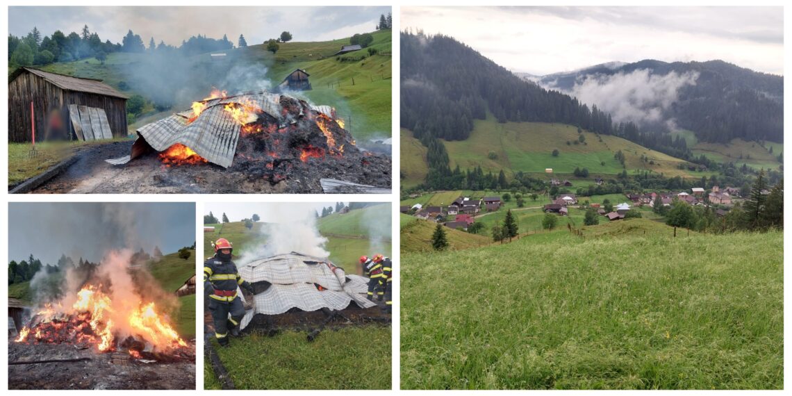 FOTO Pompierii militari suceveni au intervenit la două incendii izbucnite din cauza trăsnetelor directe