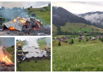 FOTO Pompierii militari suceveni au intervenit la două incendii izbucnite din cauza trăsnetelor directe