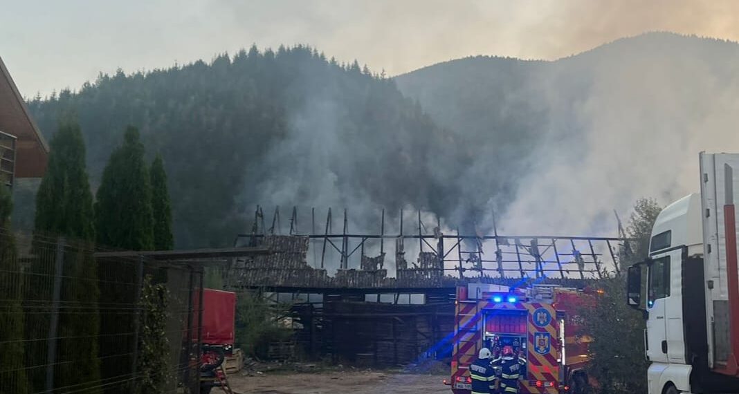 FOTO Hala unui gater din Vama s-a făcut scrum în urma unui incendiu izbucnit la primele ore ale dimineții