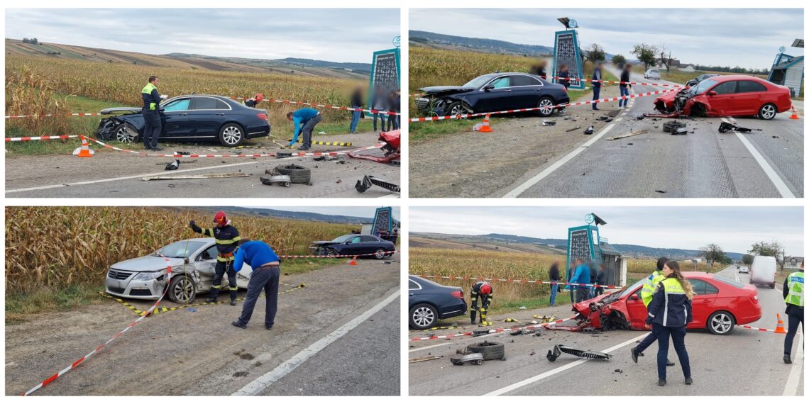 FOTO Cinci persoane au ajuns la spital, după ce trei autoturisme au fost implicate într-un accident rutier pe raza orașului Milișăuți