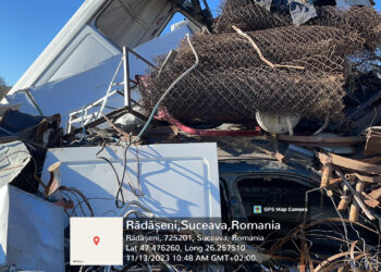 FOTO Garda de Mediu Suceava a aplicat o amendă de 40.000 de lei unui depozit de fier vechi din Rădășeni, care funcționa fără autorizație de mediu