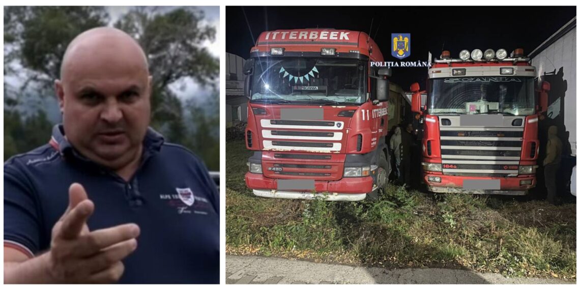 FOTO Camioanele confiscate de polițiștii suceveni, pentru transport ilegal de material lemnos, sunt ale controversatului afacerist Ilie Negură din localitatea Frumosu