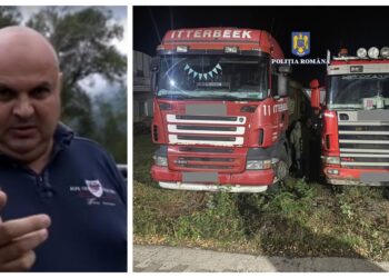 FOTO Camioanele confiscate de polițiștii suceveni, pentru transport ilegal de material lemnos, sunt ale controversatului afacerist Ilie Negură din localitatea Frumosu