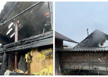 FOTO Incendiu izbucnit la o casă din Râșca, din cauza unui burlan metalic neprotejat corespunzător
