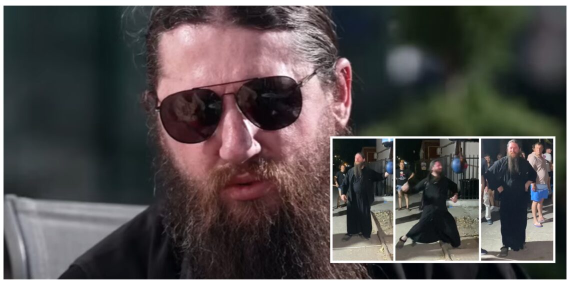 VIDEO Povestea părintelui ajuns viral pe internet cu lovitura sa puternică în mașinile de box. Părintele Petru este un fost luptător de muay thai, care s-a retras pe Muntele Athos, după ce s-a despărțit de soție și și-a făcut KO un adversar în ring