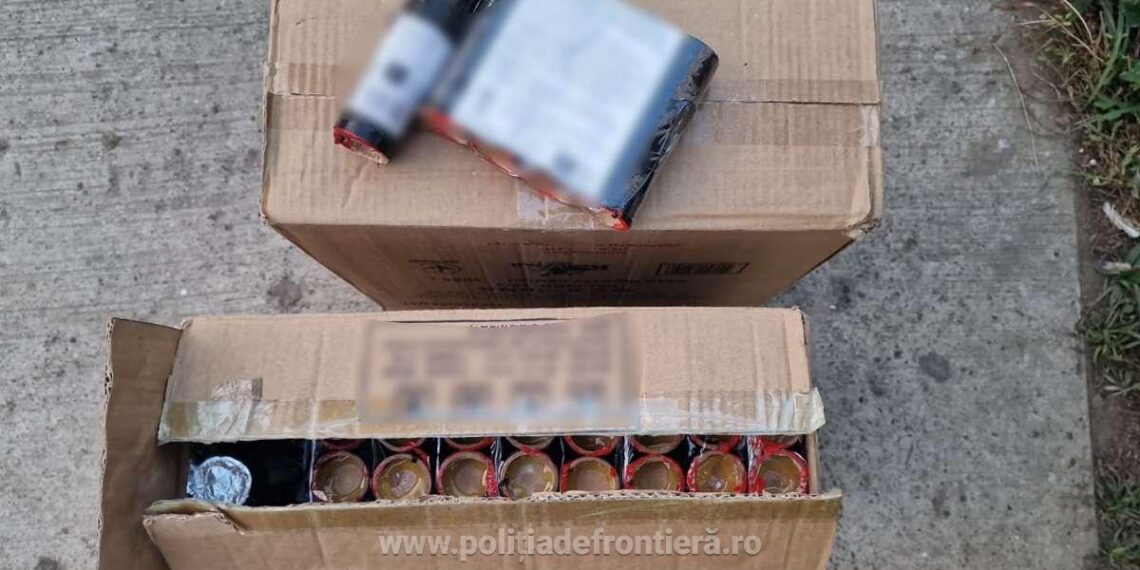 Petarde fără documente legale, depistate într-un microbuz în PTF Siret