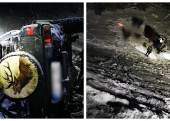 FOTO Un bărbat de 47 de ani a murit, după ce mașina în care se afla s-a răsturnat pe raza localității Cârlibaba. Șoferul era beat