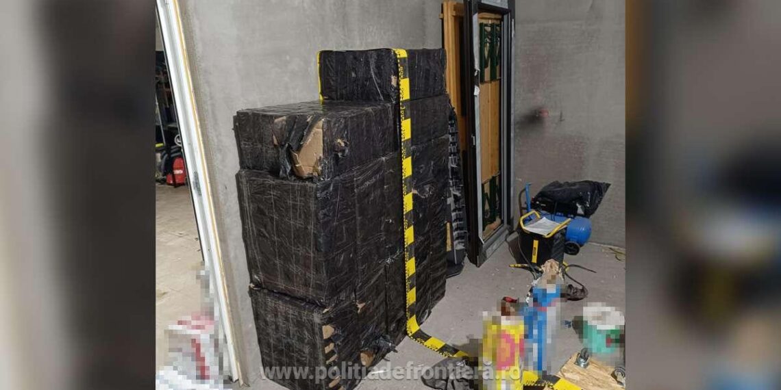 FOTO Peste 20.000 de pachete cu țigări de contrabandă, găsite într-un imobil aflat în construcție, de pe raza localității Vicovu de Sus