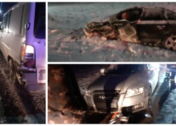 FOTO Carambol cu patru autovehicule la ieșire din Rădăuți spre Marginea. Trei persoane sunt monitorizate la fața locului