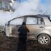 FOTO Autoturism incendiat intenționat, pe raza localității Cajvana. Mașina a ars în totalitate