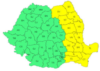 Județul Suceava se află sub cod galben de polei, ninsori și viscol, în perioada 7-9 ianuarie