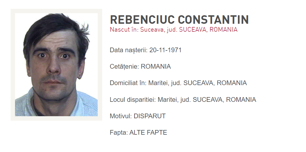 Polițiștii caută un bărbat din Dărmănești, dispărut din data de 16 ianuarie