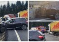 FOTO Coliziune între un autoturism și un autotren, pe raza localității Poiana Stampei. Trei persoane, toate din autoturism, au fost transportate la spital