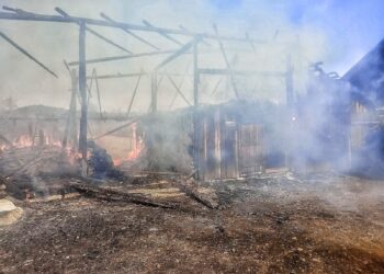 FOTO O gospodărie din comuna Râșca s-a făcut scrum, în urma unui incendiu izbucnit din cauza unui scurtcircuit. Flăcările au ars un adăpost de animale și două construcții anexe