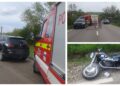 FOTO Accident între o motocicletă și un autoturism, pe raza localității Bunești. Motociclistul a fost transportat la spital