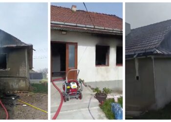 VIDEO O casă din Bunești, în care se aflau trei copii, a luat foc în timp ce mama lor se afla magazinul din sat pentru câteva cumpărături. Prejudiciul este de circa 50.000 de lei, iar locuința nu era asigurată