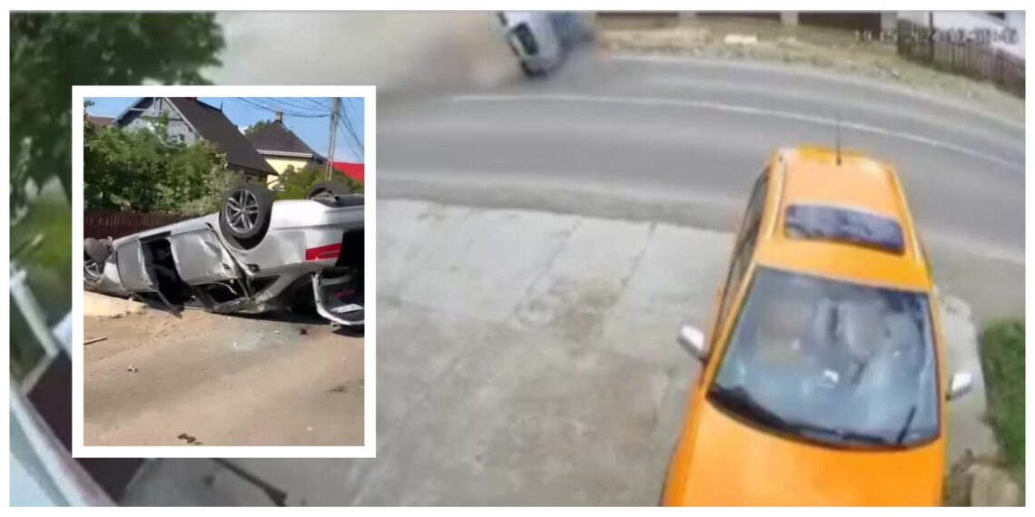 VIDEO Detalii despre accidentul spectaculos din Vicovu de Sus, unde autoturism s-a răsturnat de mai multe ori. Protagonistul este un tânăr de 18 ani, care s-a angajat în depășirea unui autoturism