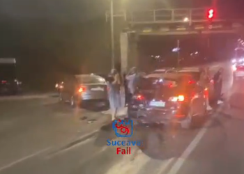VIDEO Carambol cu patru autoturisme pe strada Traian Vuia din Suceava, provocat de un șofer aghesmuit