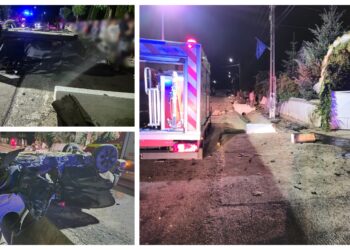 FOTO Un tânăr a făcut prăpăd cu BMW-ul pe raza comunei Dumbrăveni. Deși mașina s-a rostogolit de mai multe ori, persoanele din interior au scăpat miraculos doar cu câteva zgârieturi