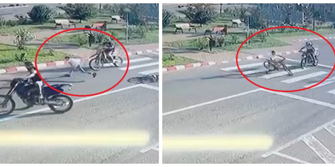 VIDEO Doi motocicliști fără permis au călcat un biciclist în vârstă de 11 ani pe o trecere de pietoni din Baia