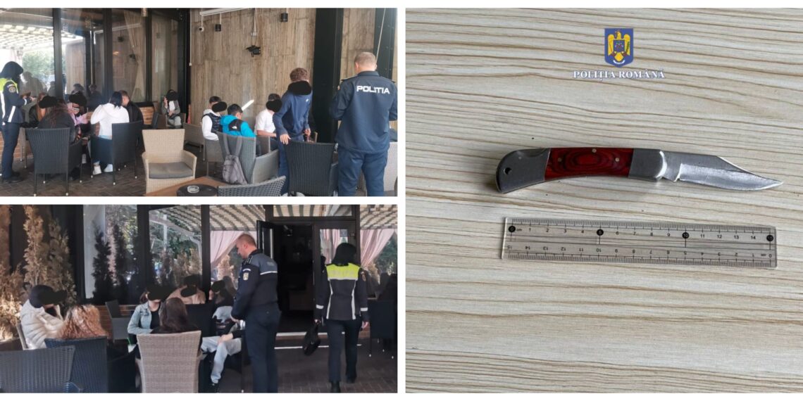 FOTO Elevi găsiți de polițiști în crâșmele din zona unităților de învățământ. Doi puștani aveau asupra lor obiecte periculoase