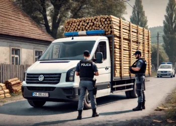 Transport ilegal de cherestea, descoperit de polițiști pe strada Gheorghe Doja din Suceava. Materialul lemnos în valoare de circa 5.000 de lei a fost confiscat
