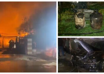 VIDEO Incendiu izbucnit la o gospodărie din Dornești, din cauza unui cablu electric defect. Pompierii au reușit evacuarea a trei butelii înainte ca acestea să explodeze