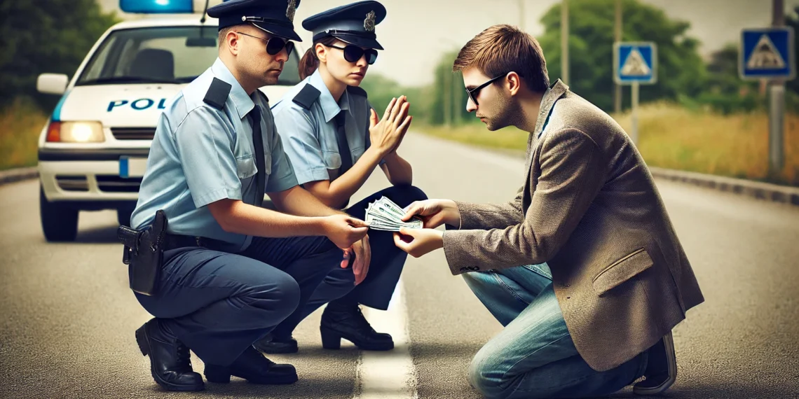 Doi ani și patru luni de închisoare cu suspendare pentru un individ care a insistat să mituiască doi polițiști care l-au prins conducând cu permisul anulat. Magistrații i-au confiscat 300 de lei: ”Ține acolo ceva în mână și nu mai…/Luați-i pe toți”