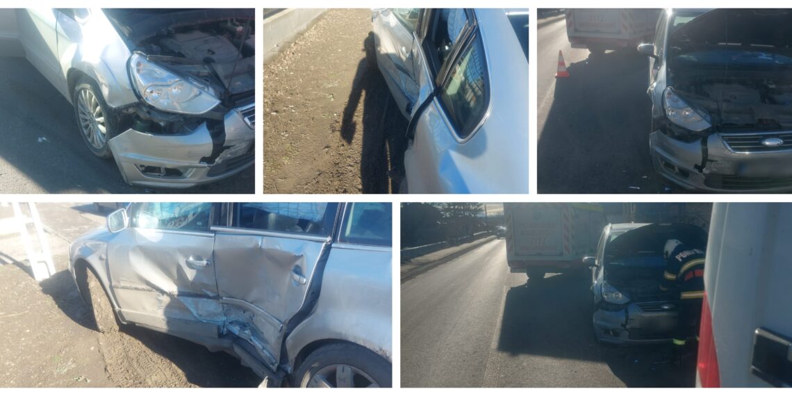 FOTO Accident între două autoturisme, pe raza localității Liteni din Moara. Doi adulți și doi minori au fost transportați la spital