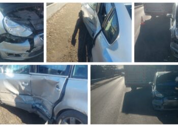 FOTO Accident între două autoturisme, pe raza localității Liteni din Moara. Doi adulți și doi minori au fost transportați la spital