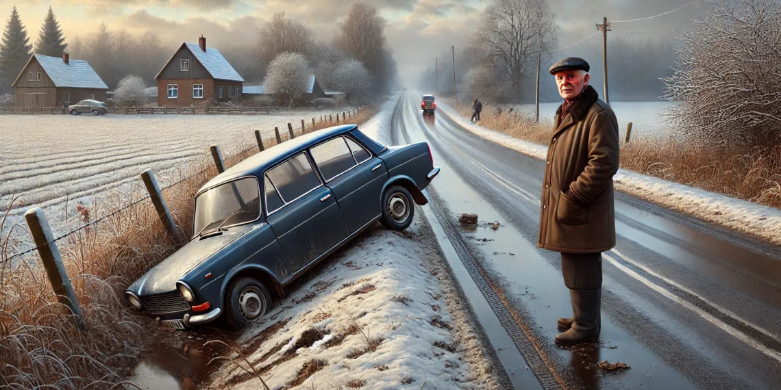 Un bătrân de 89 de ani a pierdut controlul mașinii și s-a oprit într-un șanț din Șcheia