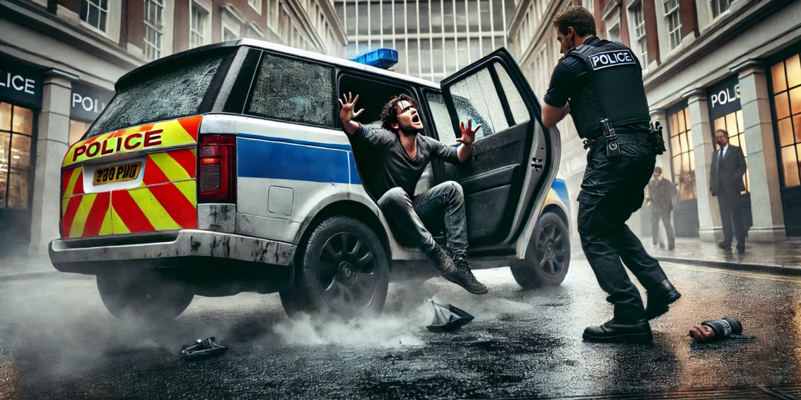 Șase luni de închisoare cu suspendare pentru un bărbat care a produs distrugeri unei mașini de poliție, zvârcolindu-se în drum spre Secția de Psihiatrie