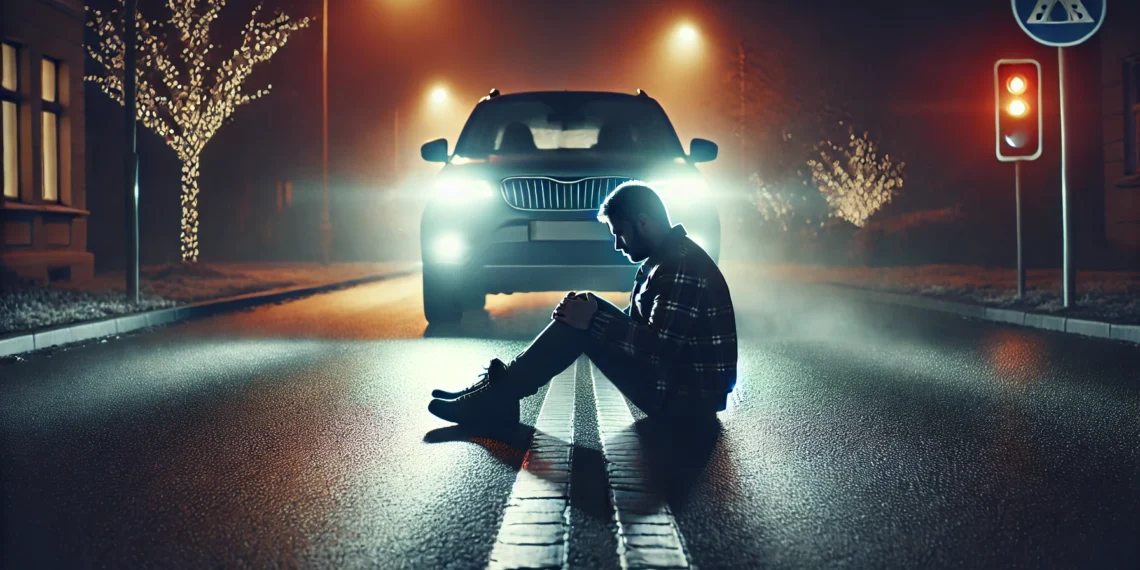 Un bărbat din Ostra, așezat pe partea carosabilă, pe mijlocul unei benzi de deplasare, a fost lovit de un autoturism în prima zi a anului