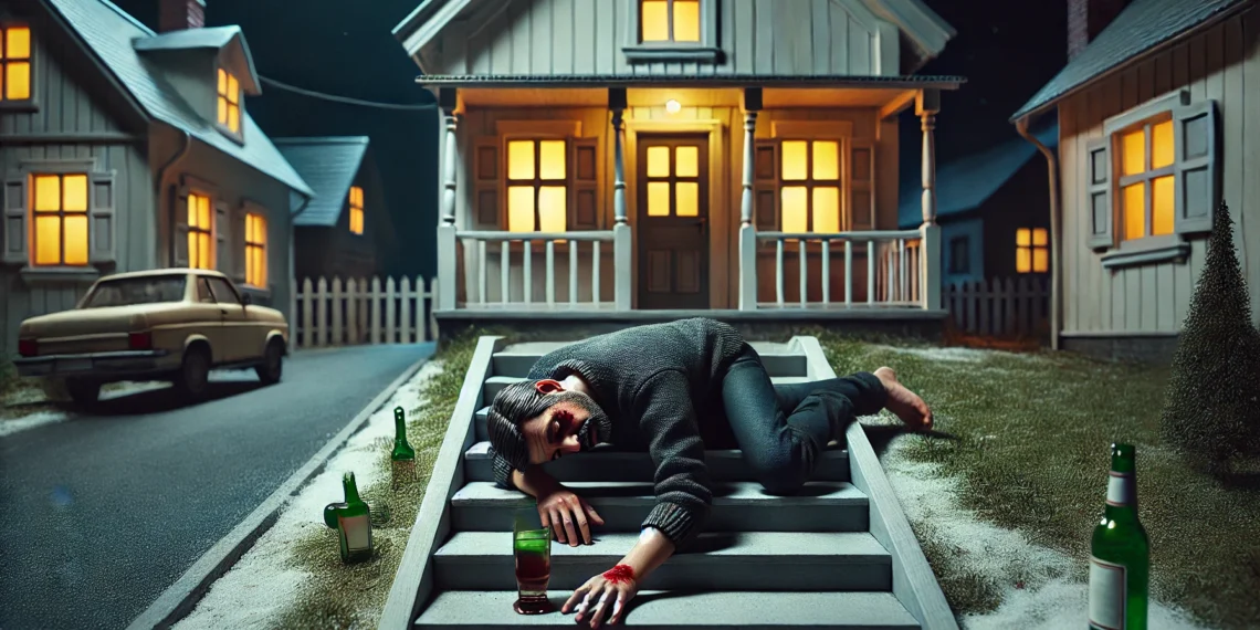 Un șcheian a ajuns la spital plin de sânge, după ce s-a îmbătat și a avut un ”moment de tandrețe” cu treptele din fața locuinței sale