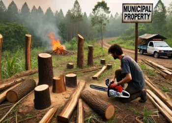 Un șcheian s-a pricopsit cu dosar penal după ce a tăiat 14 arbori de pe terenul Primăriei pentru a-i pune pe foc