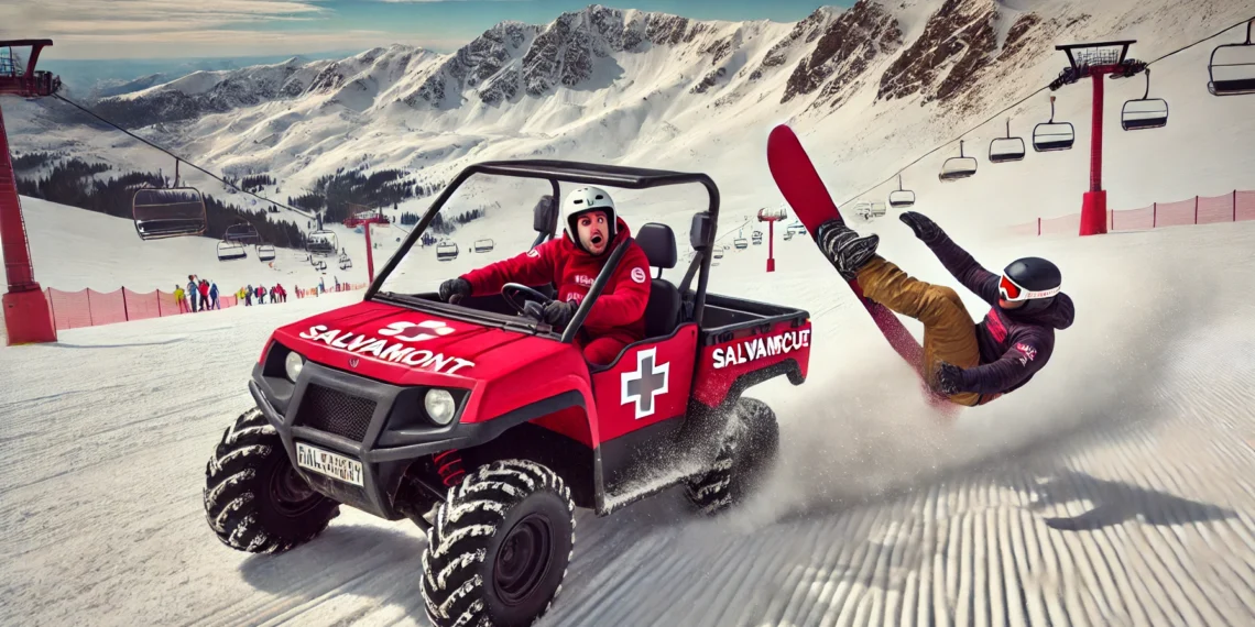 Accident pe pârtia Rarău. Un snowboarder neatent s-a izbit în ATV-ul salvamontiștilor