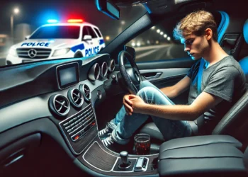 Un tânăr, prins beat și fără permis la volanul unui Mercedes cu volan pe dreapta, a încercat să fugă cu spatele la vederea poliției. Văzându-se blocat, s-a mutat pe scaunul pasagerului