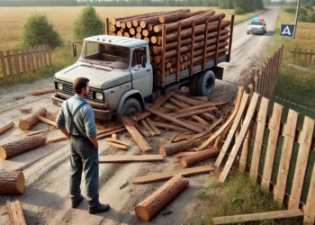 Un bărbat care transporta ilegal material lemnos a fost amendat cu 4.000 de lei după ce s-a oprit într-un gard