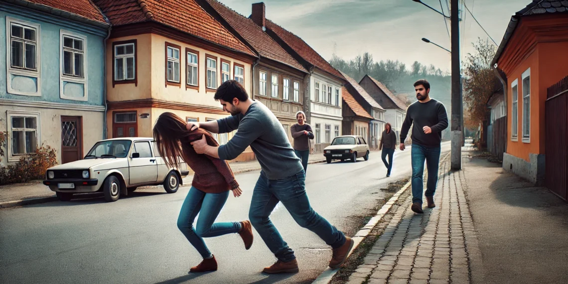 Femeie bătută pe o stradă din Ipotești de un bărbat care îi datorează bani