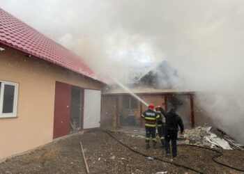 Incendiu la o gospodărie din Burla. Pompierii au intervenit cu cinci autospeciale de stingere