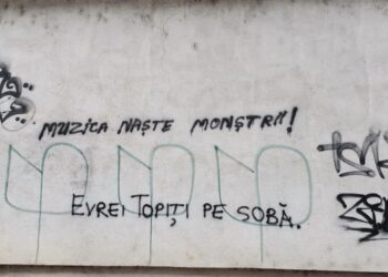 Doi frați din Suceava, de 17 și 19 ani, au fost săltați de polițiști pentru mesajul antisemit scris pe o clădire din centrul municipiului. Cu ocazia percheziției au fost ridicate mai multe obiecte vestimentare