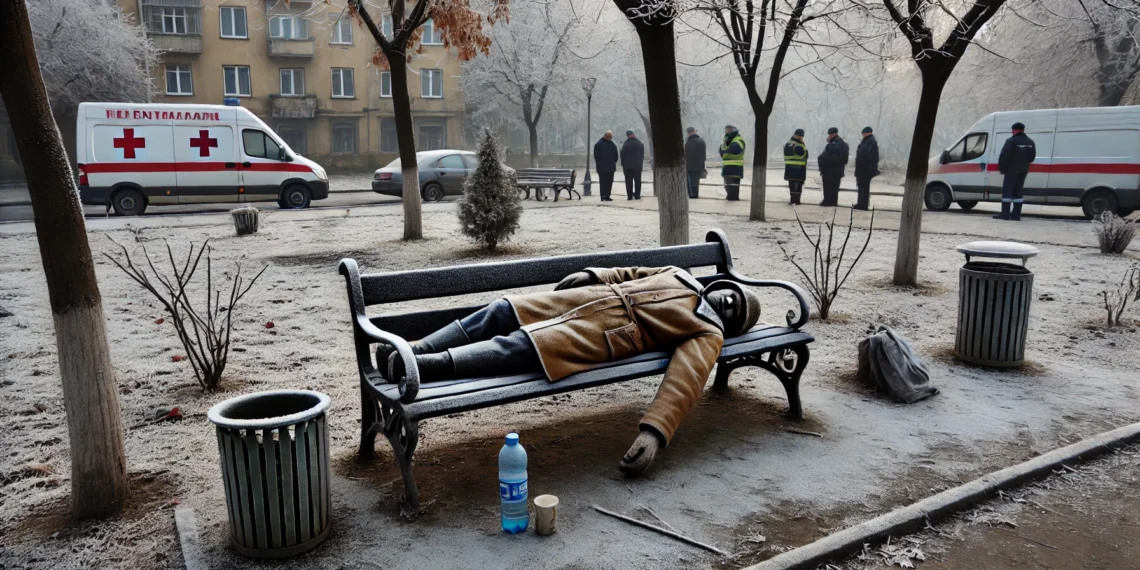 Descoperire macabră în parcul din centrul orașului Liteni. Un bărbat a fost găsit înghețat pe o bancă