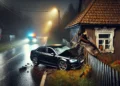 Nu a văzut curba, dar a nimerit casa. Un tânăr de 19 ani, băut bine, a intrat cu Audi-ul în locuința unui bărbat din Frasin