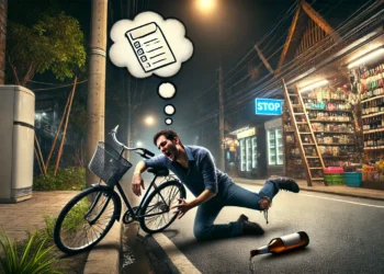 Un biciclist beat și-a fracturat piciorul după ce și-a amintit că mai avea ceva de cumpărat de la magazin