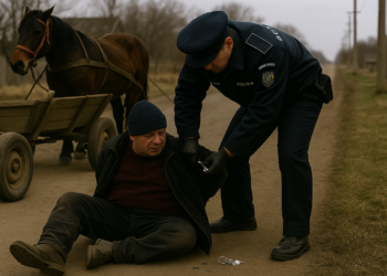 Beat criță, a căzut din căruță și s-a luat la harță cu poliția. Incident la Zvoriștea, încheiat cu cătușe și sancțiune contravențională
