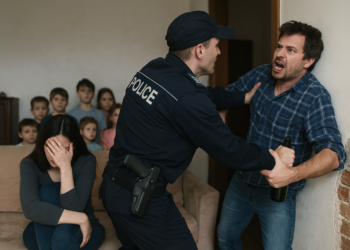 Șapte copii, martori la un coșmar în familie. Tatăl beat făcea scandal, iar mama a încercat să se arunce în râul Suceava în fața polițiștilor