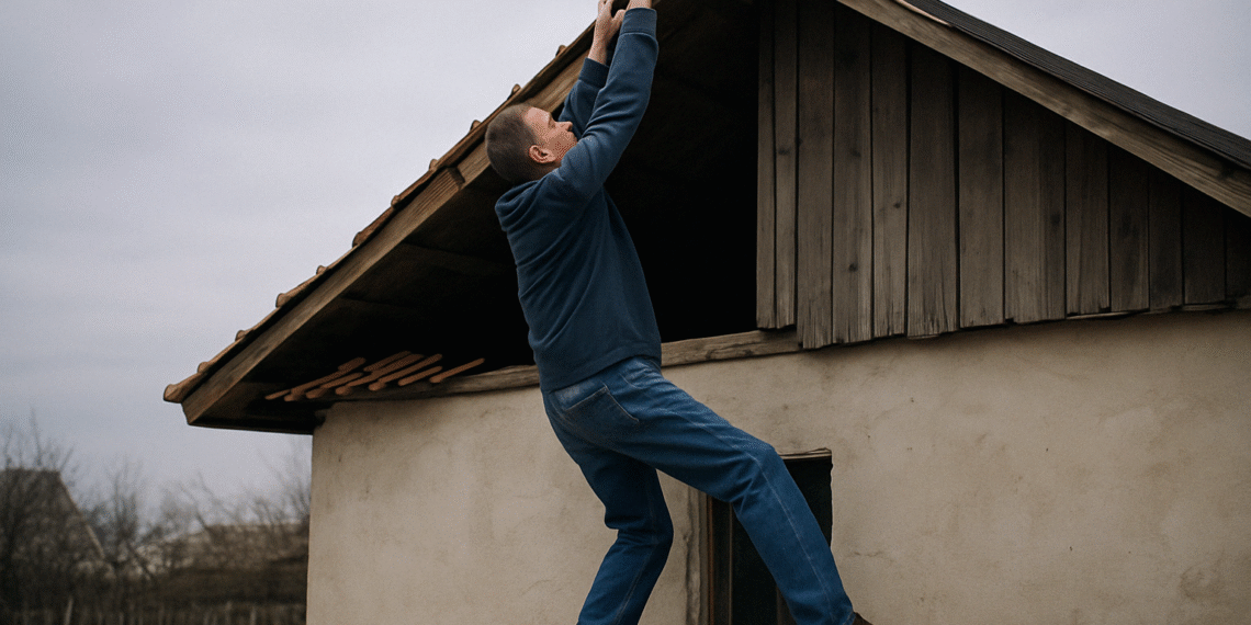 Bărbat din Zamostea găsit agățat de acoperiș, mort două zile mai târziu. Voia să schimbe țigla cu tablă