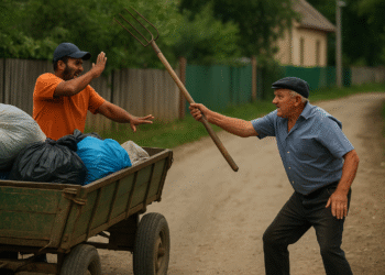 Un vicovean a scăpat basma curată după ce a bătut un asistat social cu o furcă pentru că a refuzat să-i ia sacii cu pietre și moloz: „Crucea mă-tii de ţ****, te omor”